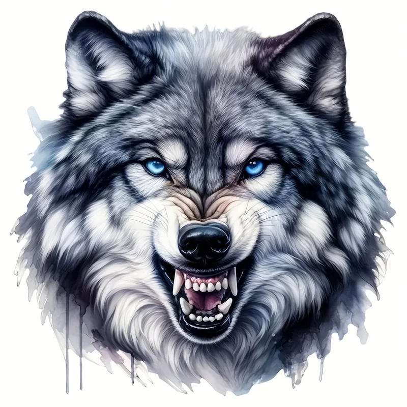 1PC 늑대 머리 디자인 자동차 오토바이 스티커, 트렌디한 데칼, 눈에 띄는 차량 동물 스티커