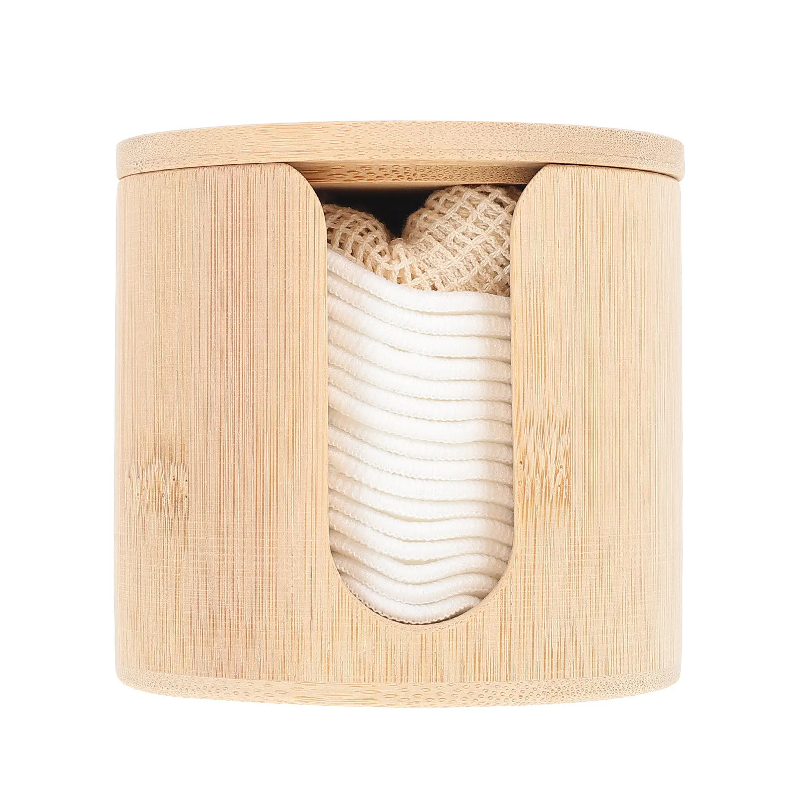 1 ensemble de tampons démaquillants en bambou réutilisables, bouffantes rondes pour le lavage du visage, outil de soins de la peau doux, ronds en coton pour Salon de maison, tampons cosmétiques