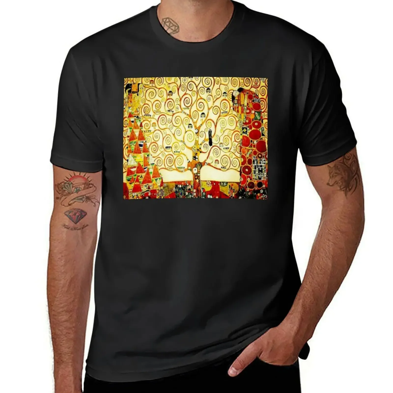 The Tree of Life by Gustav Klimt | Art Nouveau Symbolism T-Shirt Short sleeve tee graphic t shirts plain men tshirt