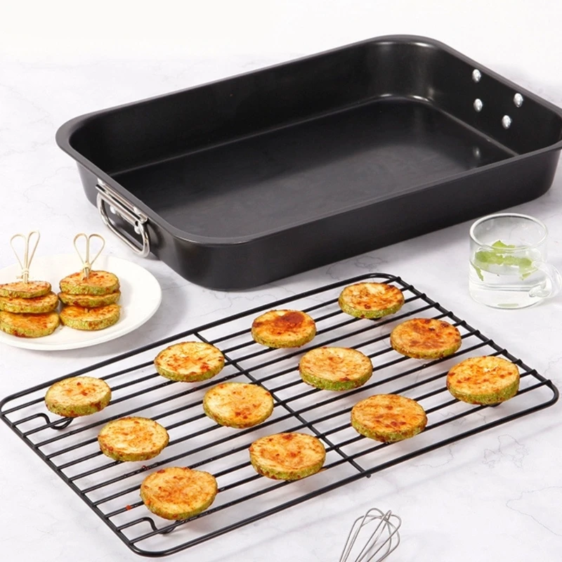 M4YC 15Inch Carbon Steel Turkey Roasting Pan with Rack for Thanksgiving Christmas