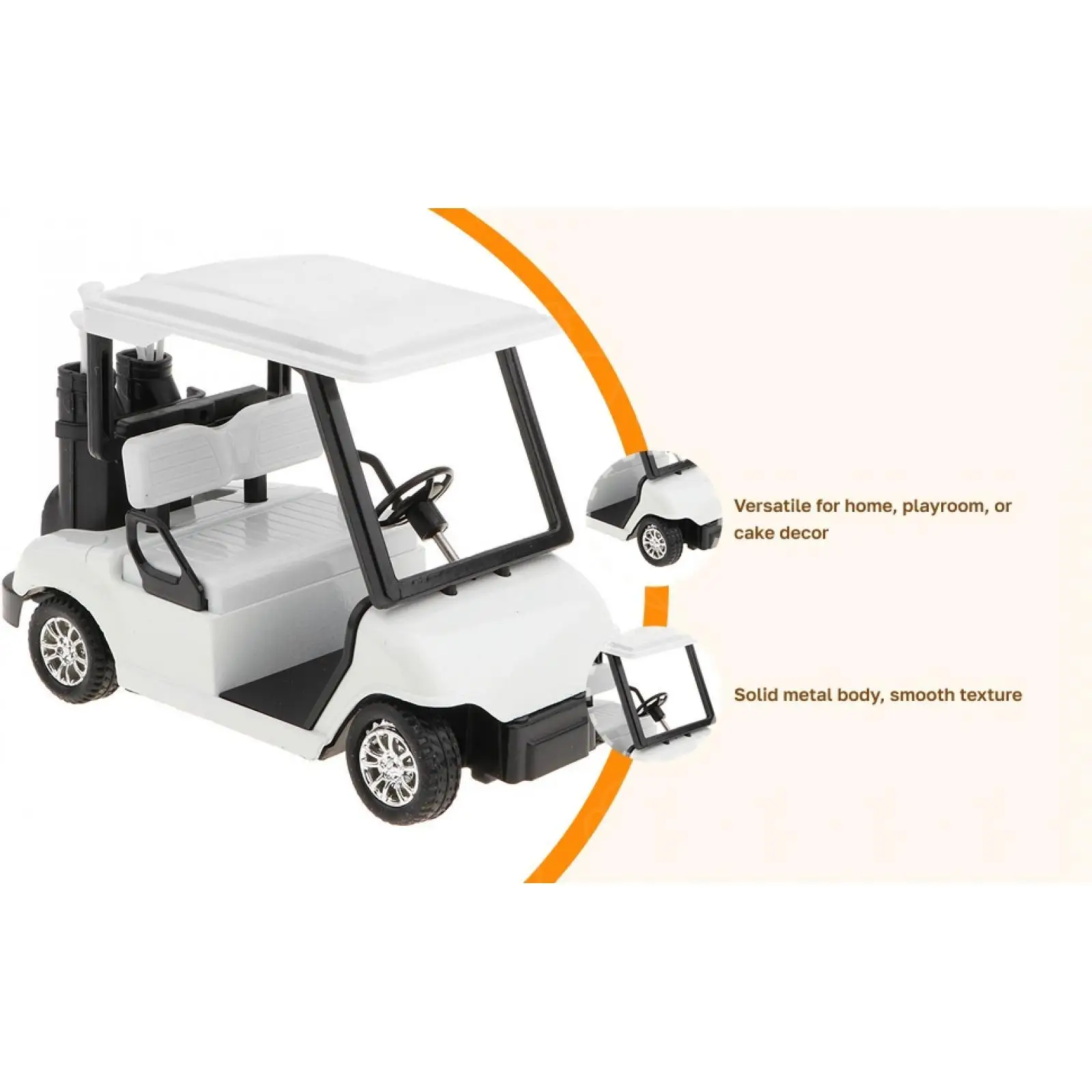 รถกอล์ฟโลหะผสมแบบดึงกลับ 20 คัน + ชุดของเล่นโมเดลรถไดแคสต์พร้อมไม้กอล์ฟ ชุดตกแต่งโต๊ะทำงาน – สีขาว
