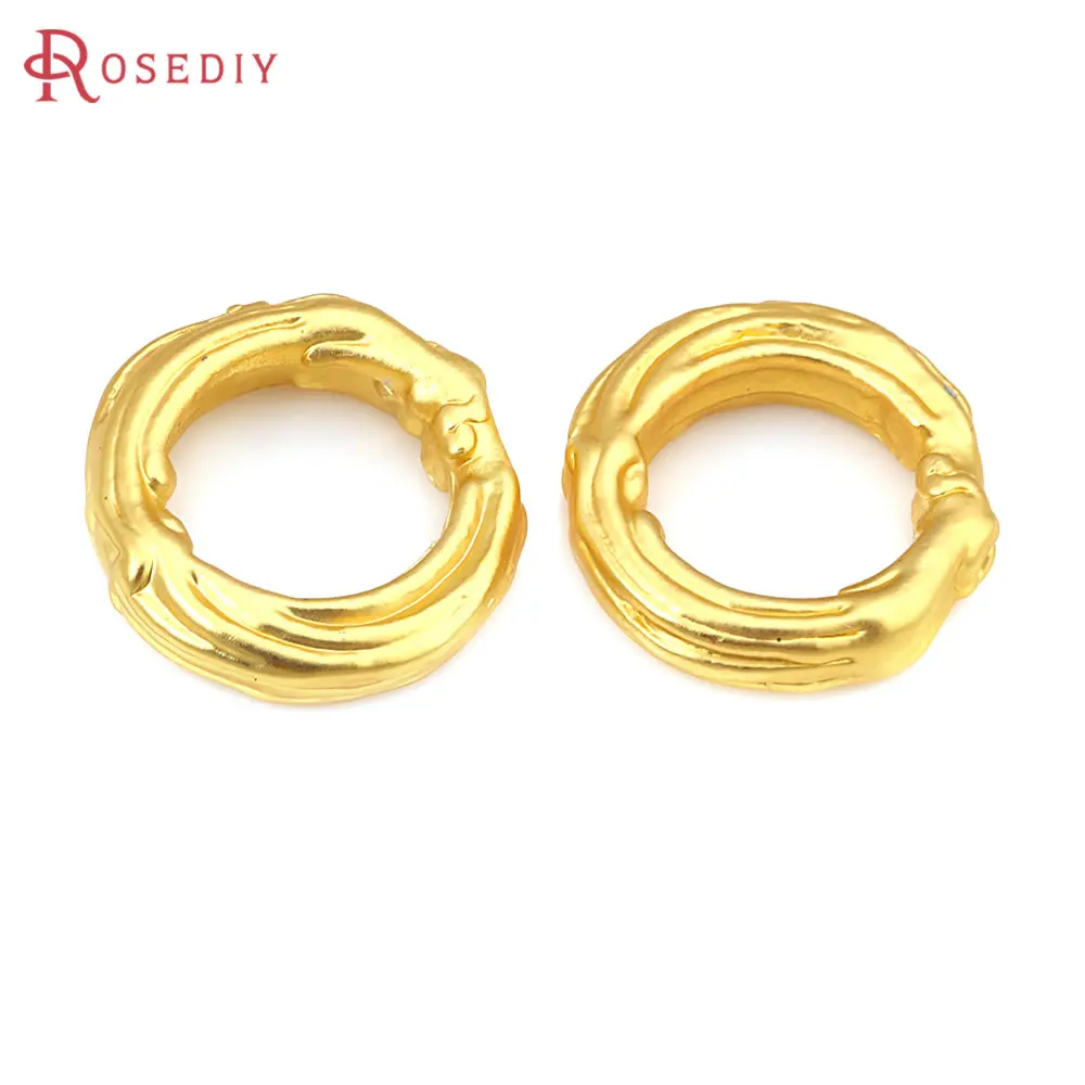 Matte Gold Color Brass Round Circle Closed Rings High Quality Jewelry Making Supplies Necklace Earrings Accessories for Women