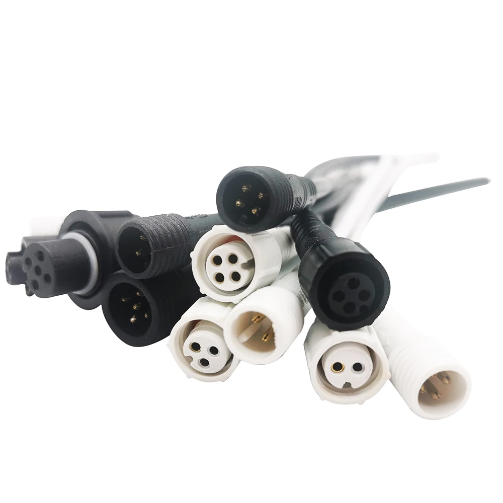 5/10/20/50/100Pairs 2Pin 3Pin 4Pin 5Pin Männlichen Zu Weiblichen Jack LED Stecker IP68 Wasserdicht Schwarz Weiß Kabel Für LED Streifen Licht – Detail 6