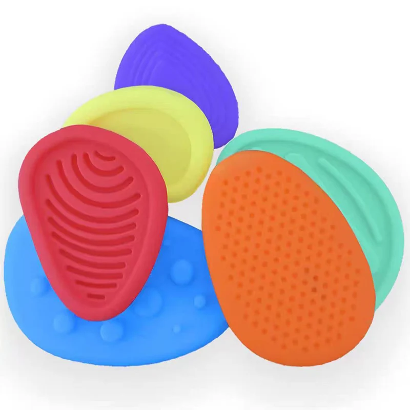 6PCS Fidget Sensory Stone for Kids Adults Worry Stones Silicone Textured ADHD Autism Anxiety Stress Relief Toys Classroom Prize