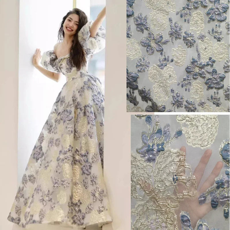 Three-dimensional Nail Pearl Glossy Sheet Embroidery Lace Fabric For Handmade DIY Wedding Dress