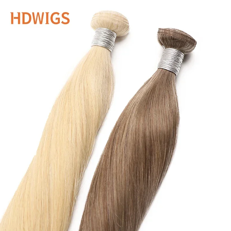 Pacotes de cabelo humano virgem de seda reta para mulheres, trama de cabelo virgem cru não processada, extremidade grossa do cabelo, super duplo desenhado, natural