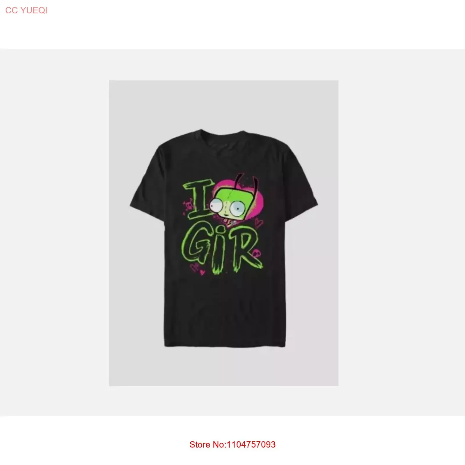 Invader ZIM I Love Gir T Shirt vintage Washed streetwear Versatile Stretched Stylish Soft fashion homme Breathable