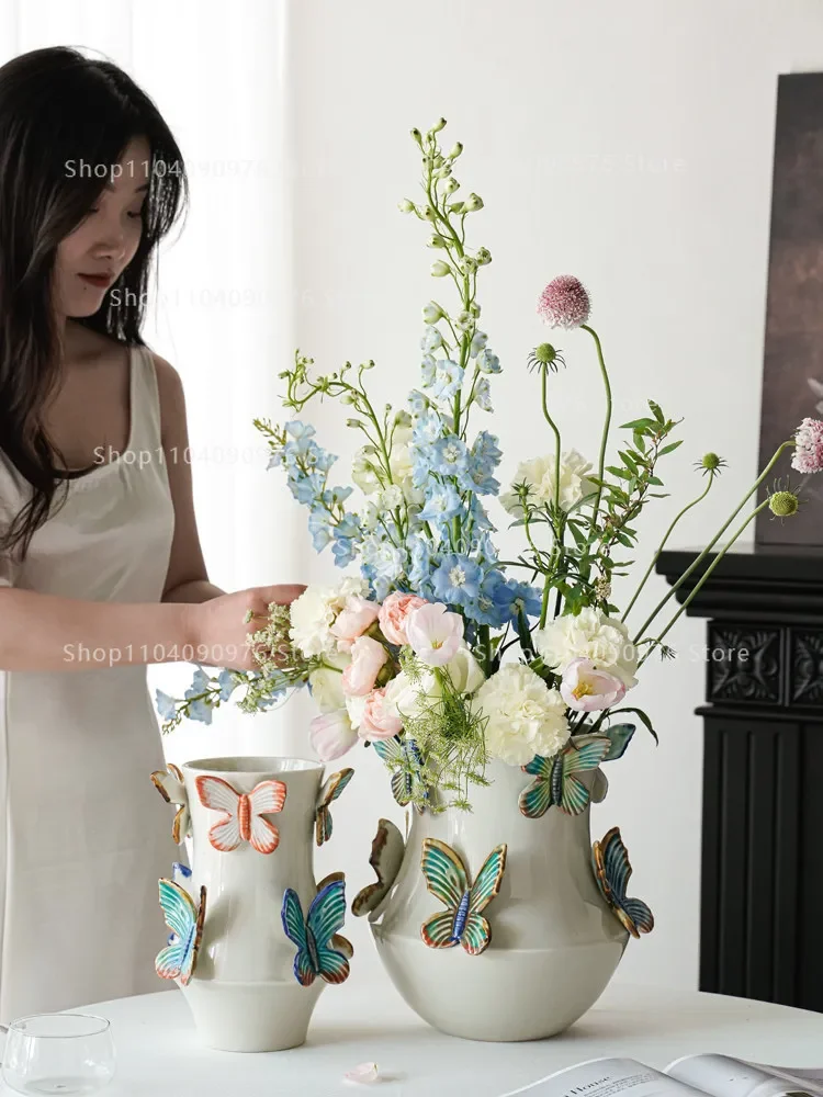 French Vintage Ceramic Vase for Floral Arrangement Luxury Home Decor Mid Century Modern Table Centerpiece