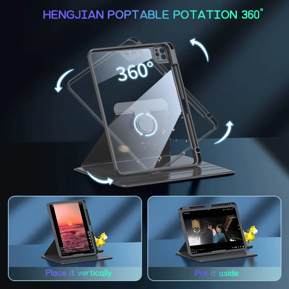 حافظة لجهاز iPad Air 5 4 10th 10.9 حافظة جديدة لجهاز iPad air 11 11th Pro 11 13 3 9.7 غطاء 10.2 7th 8th 9th Gen 360 ° ملحقات قذيفة الدوران #5