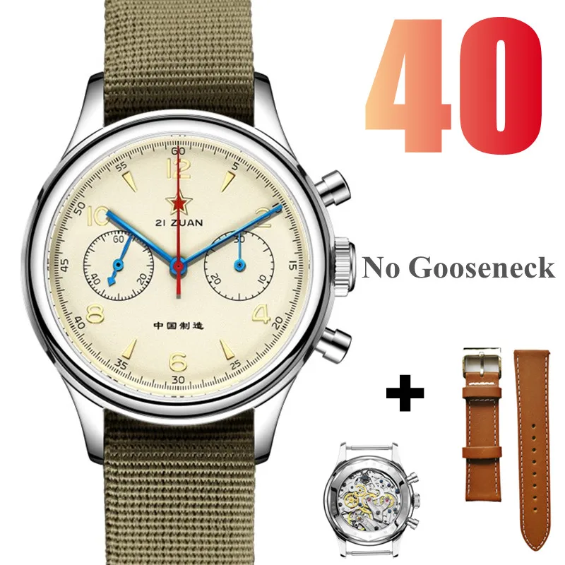 SEAKOSS 1963 Chronograph 40mm 38mm Sapphire Original Seagull ST1901 Movement With Gooseneck Pilot Men's Mechanical Watch image 3