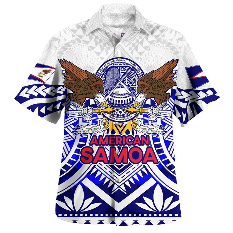 Fashion Summer 3D Print Polynesian Samoa Flag Shirts For Men Samoa National Emblem Graphic Shirts & Blouses Vintage Women Shirts