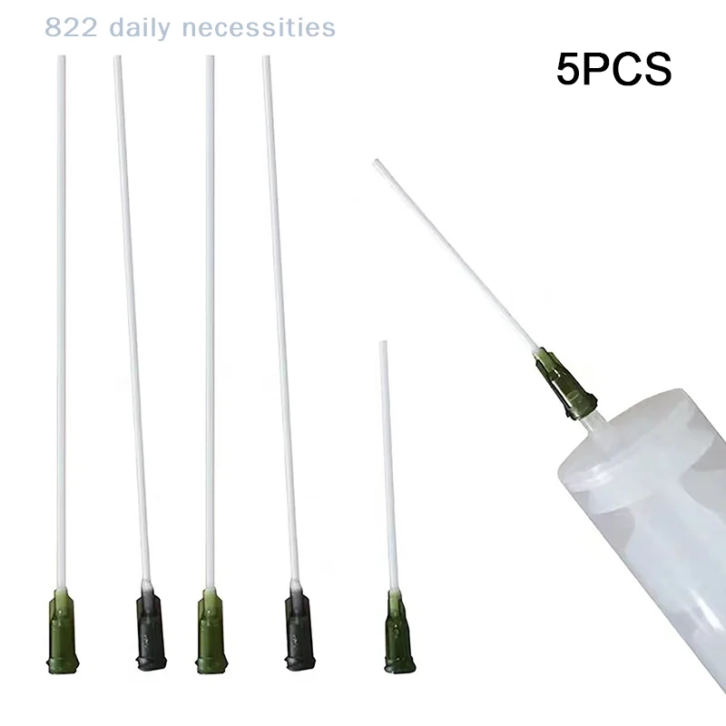 convenient5pcs Tip Extra Long Total Length 100mm Blunt Tip Flat Head Paste Syringe Adhesive Glue Liquid Dispensing Needle