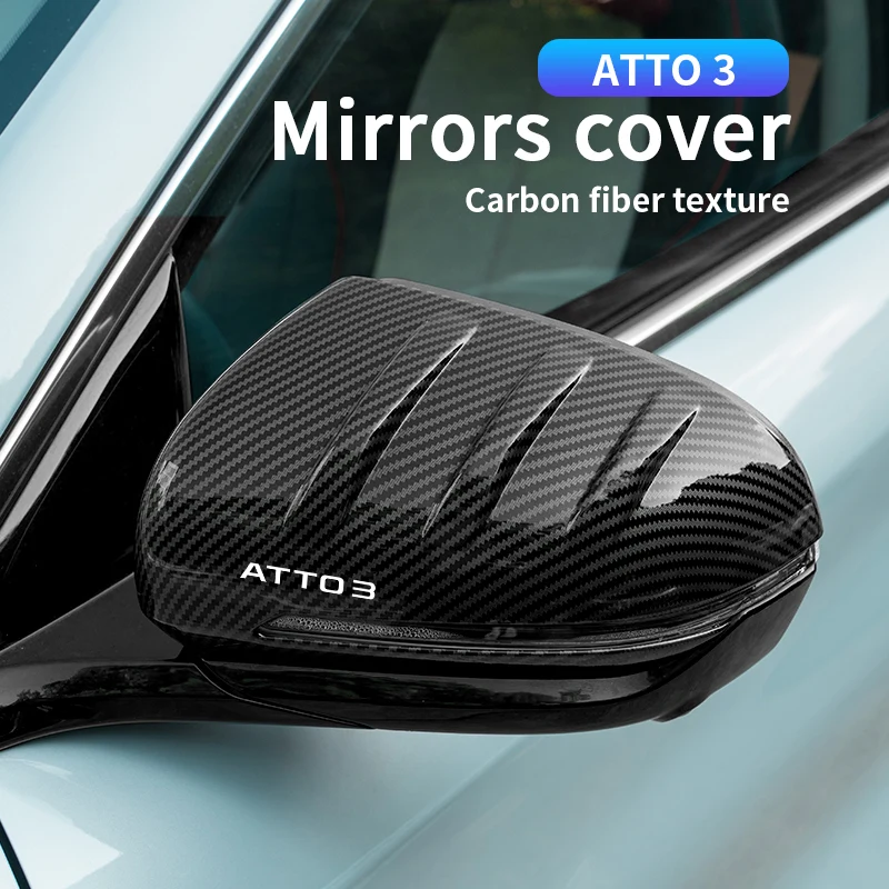 

2Pcs Side Rearview Mirror Cap Wing Mirror Cover For BYD Atto 3 Yuan Plus 2023 2024 2025 Rear View Mirror Cover Car Accessories
