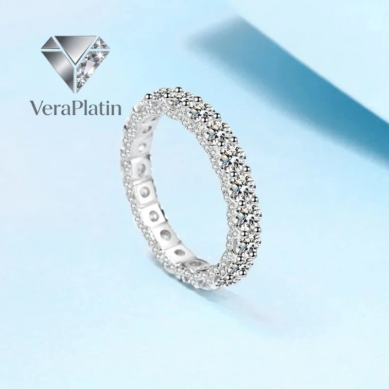 

ВераПлатин Женские кольца из платины PT950 с муассанитом VVS1 DColor, 2,1 карата, качественное обручальное кольцо для женщин с сертификатом