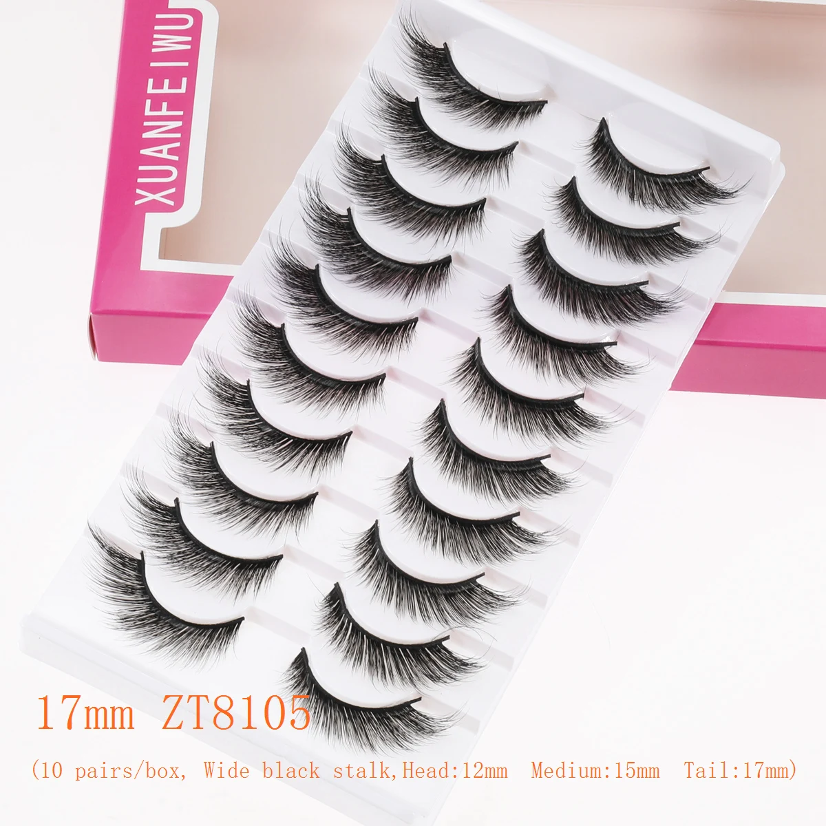 Xuanfeiwu Dense Stage Performance Slanted Flying 5D Curling Hard Stem False Eyelashes Realistic Three-Dimensional Eye Tail Elongated Party Anime Eyelashes Self-Grafting Eyelashes