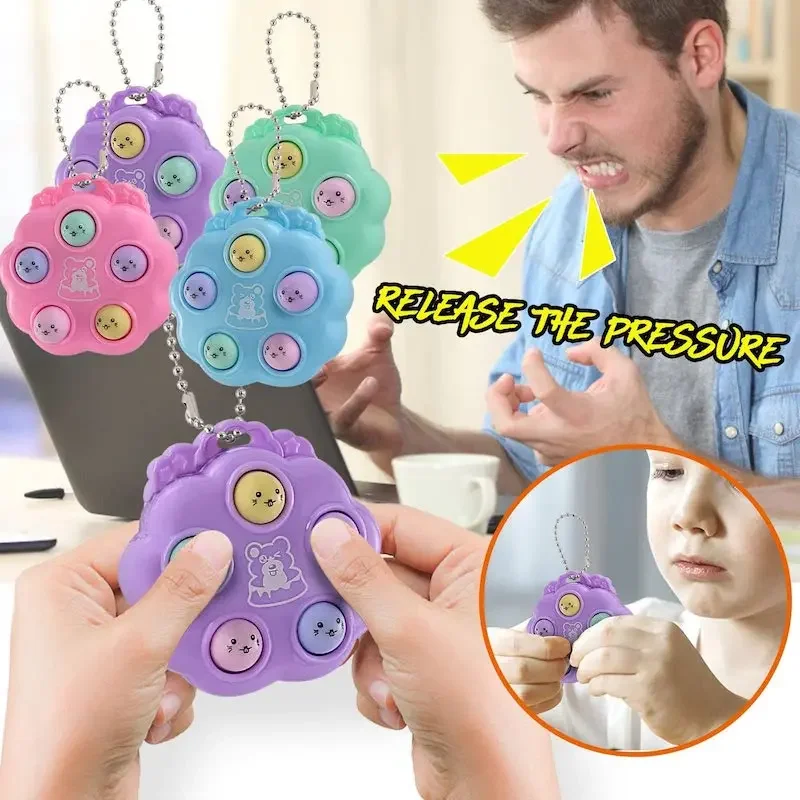 Mini Kawaii Fidget Toys Whack A Mole Keychain Simple Dimple Fidget Board Antistress Decompression Toys for Children Hot NEW