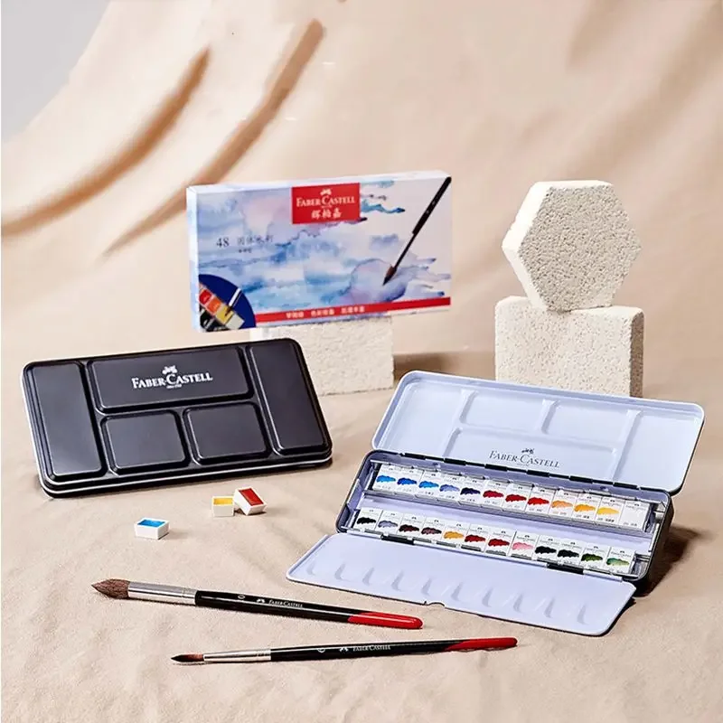 

Faber-Castell Damp-dry Watercolor Paints Set 24/36/48 Colors Professional Water color Pigment Tin Box For Painting Art Supplies