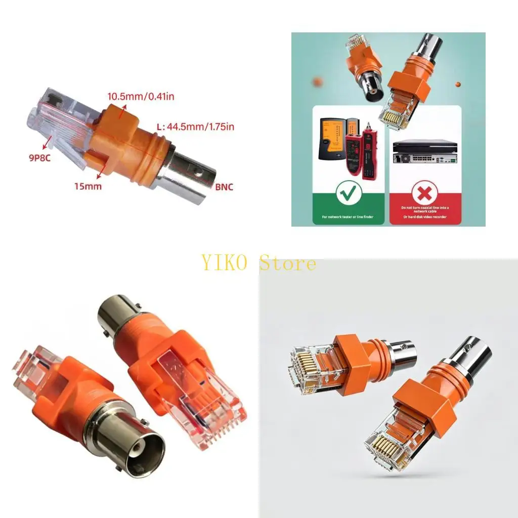 K32C 2PCS Plastic Metal BNC RJ45 Converters Cable Fault Observer Link for Cable Test