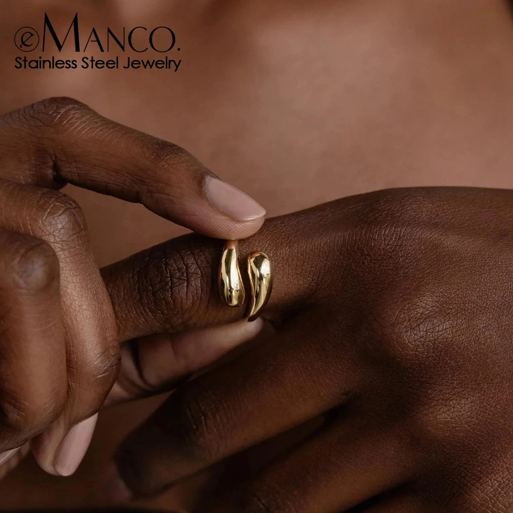 EMANCO  Double Crossover Ring Designer Stainless Steel Jewelry Open End Ring Women's Fashion Jewelry
