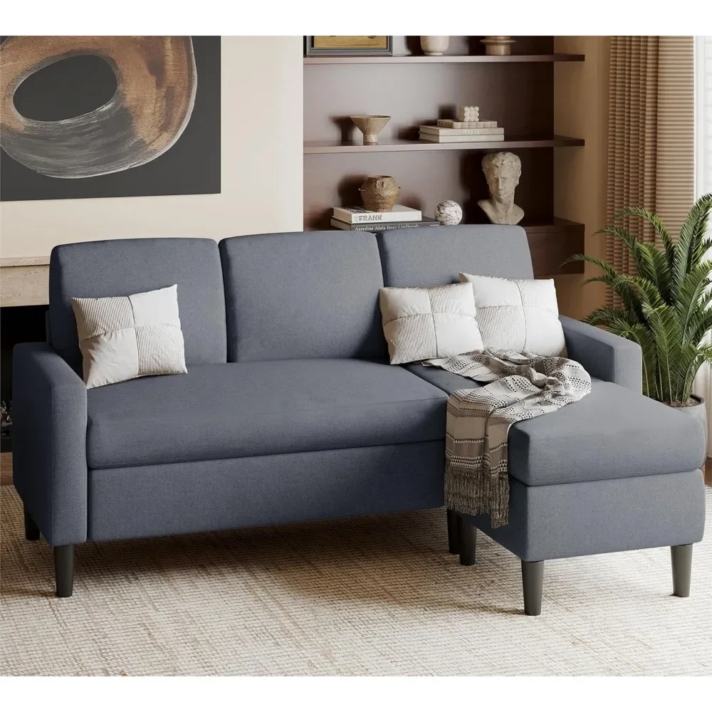 Sectional Sofa Couch for Living Room, Small 3-Seat L Shaped Couch, Convertible Sofa Clearance Set for Small Space, Dark Grey