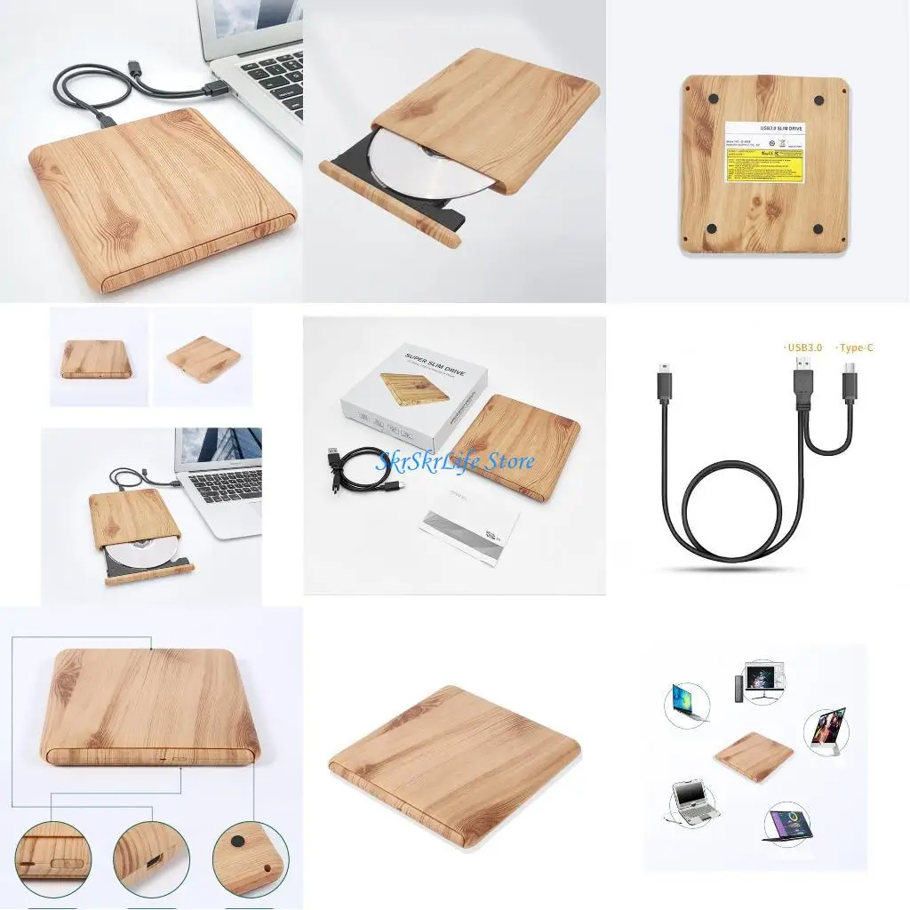 

E65E External DVD Drive USB3.0 Type-C DVD + Drive INIC3619 Burners Rewriter