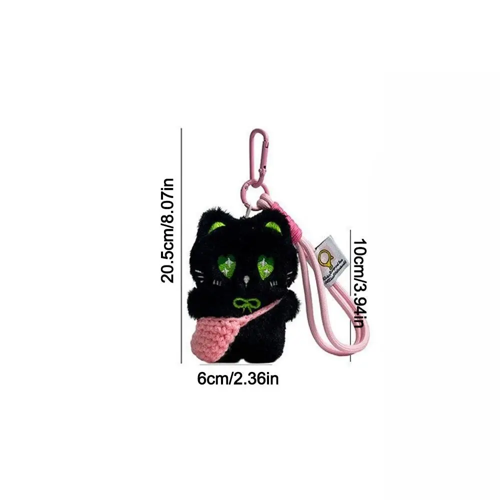 Cute Black Cat Plush Toy Keychain Cartoon Kitten Soft Stuffed Doll Pendant Backpack Bag Decor Hangings Kid Gifts