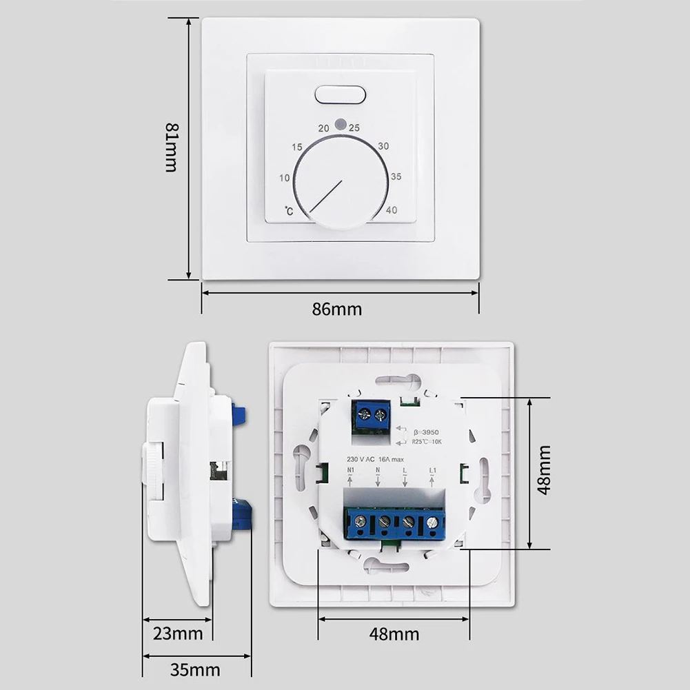 230V AC Mechanical Manual Temperature Controller for Floor Heating Systems Efficient Heating Control and External Sensor