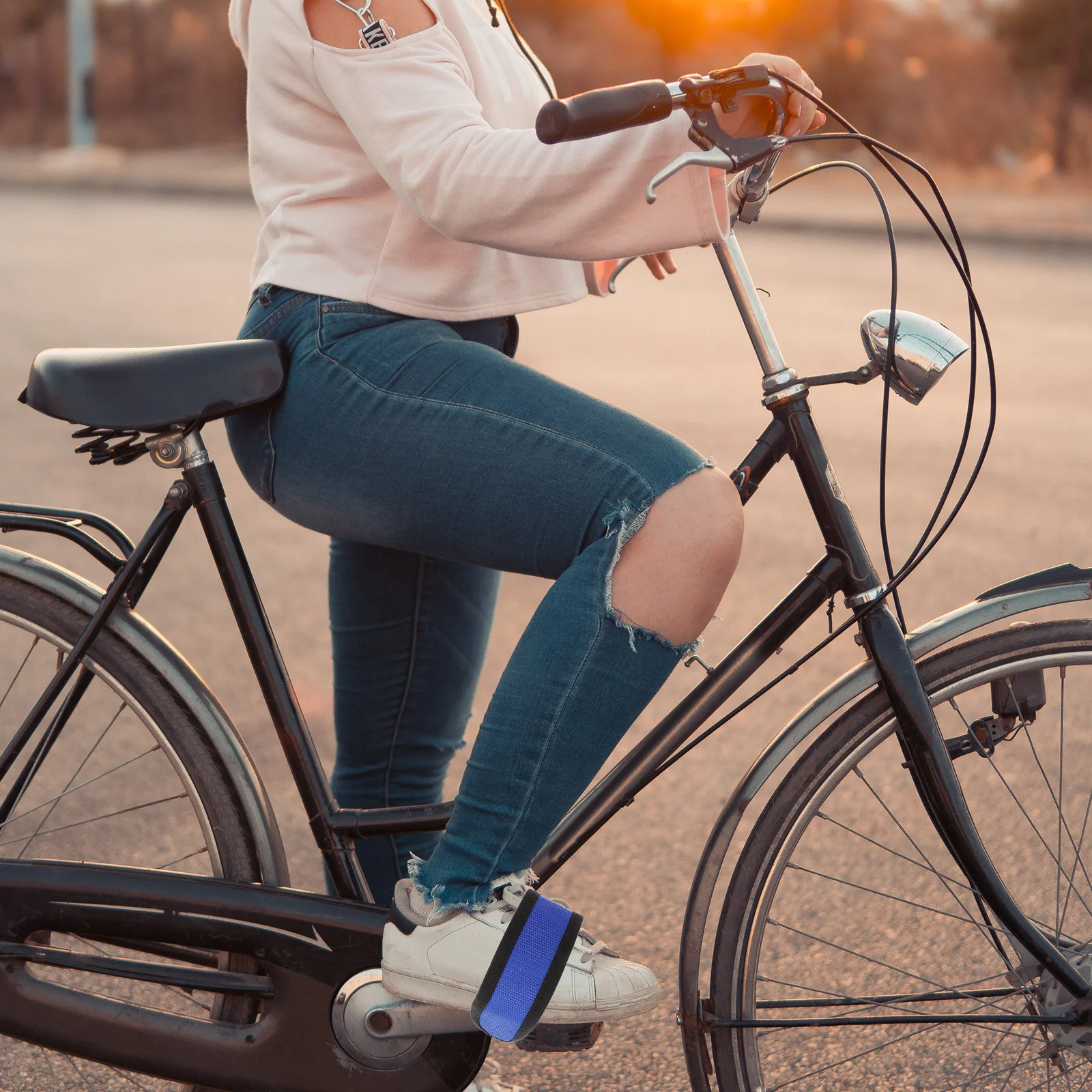 2Pcs Pedal Straps Ultra Lightweight Adjustable Blue Bicycle Cycling Toe Clip Straps Fixed Gear Bike Accessories Anti Slip