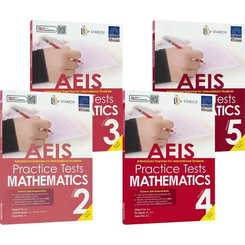 

4 Copies of The 2-5 Singapore Primary School Mathematics AEIS International Exam Simulating SAPAEISPracticeTestsMath