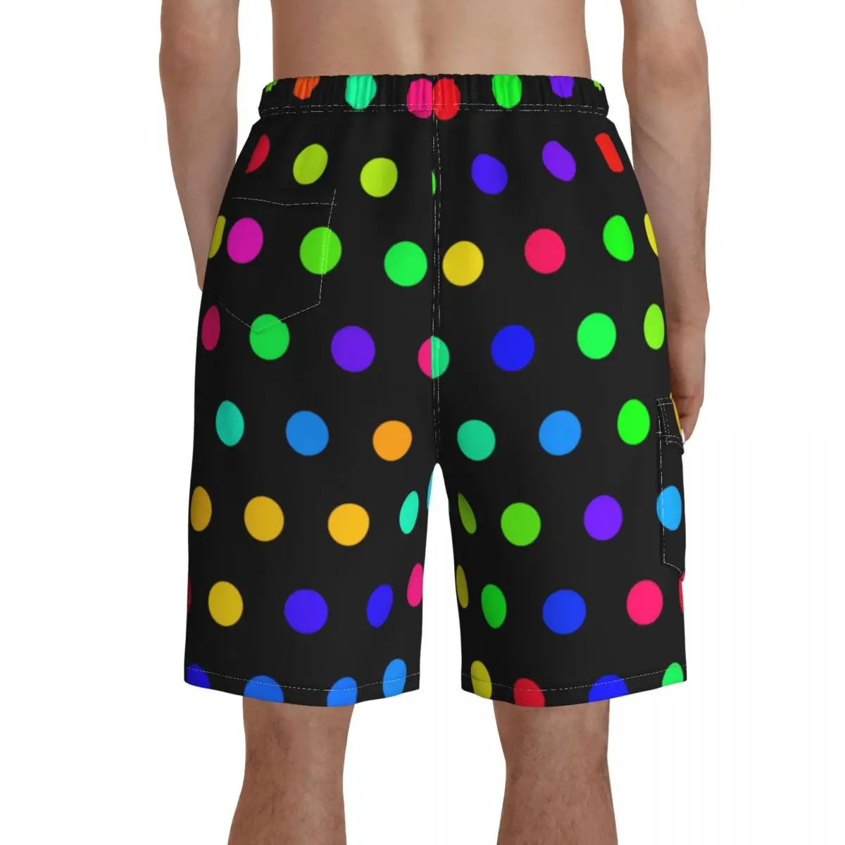 Cute Rainbow Polka Dot Board Shorts Colorful Polka Dots Modern Male Comfortable Beach Shorts Trenky Print Plus Size Swim Trunks