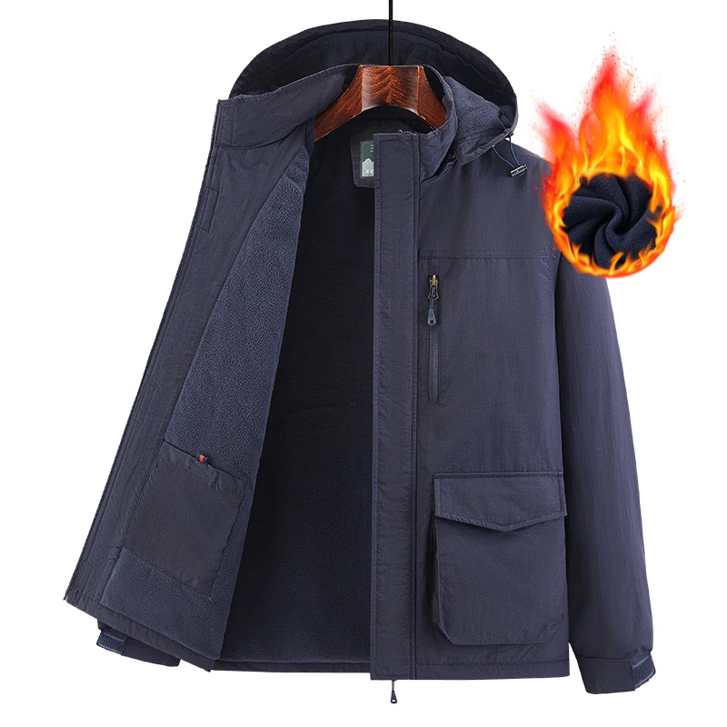 Men Winter Fleece Jackets Mens Warm Waterproof Jackets Parkas Coats Men Hooded Casual Outwear Detachable Hat Jackets Male LZLLTT