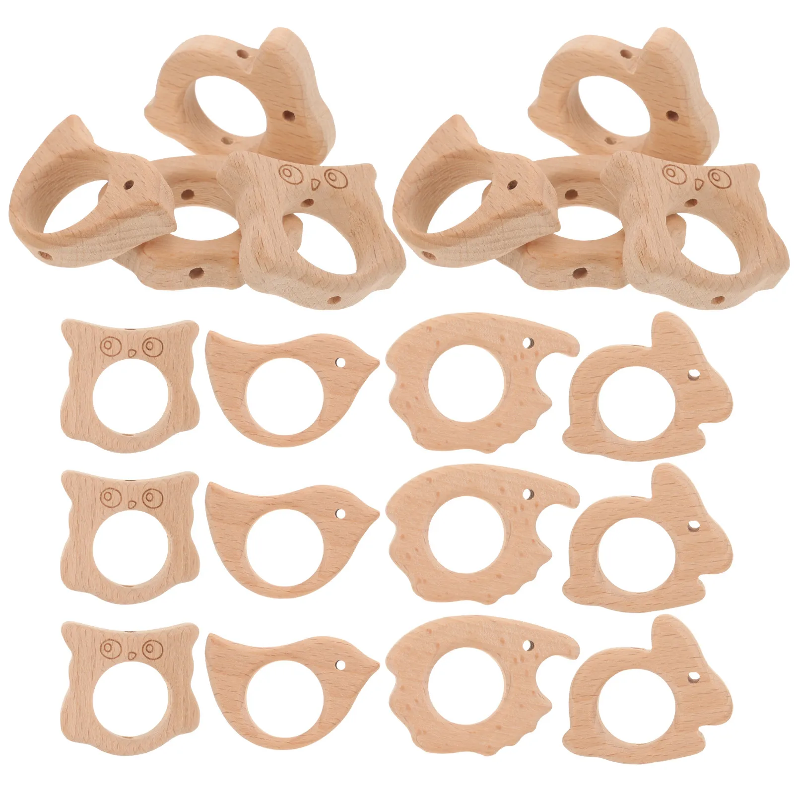 20 Piezas de Madera Natural para Bebés, Mordedores de Madera para Bebés, Discos de Madera para Bebés