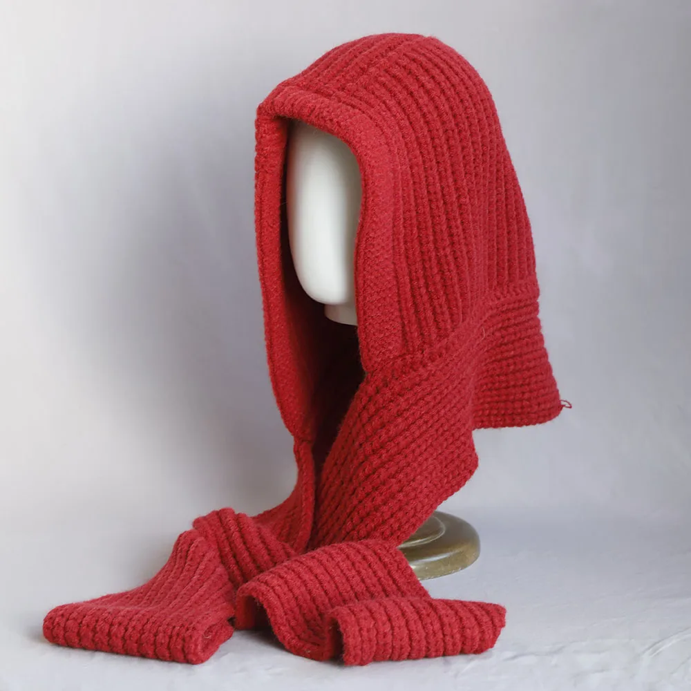 2025 NIEUWE Wol Winter Bivakmuts Hoed Motorkap voor Vrouwen Gebreide Caps Met Capuchon Outdoor Warm Een Stuk Hals Kraag Mutsen Hoeden Vrouwelijke