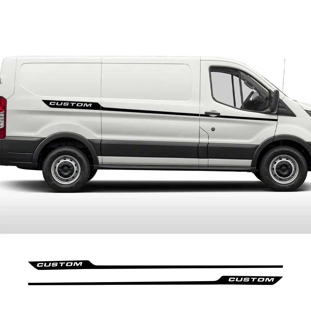 2Pcs/Lot Car Stickers For Ford Transit Tourneo Custom Camper  Van Sport Stripes Graphics Vinyl Decals Tuning Auto Accessories