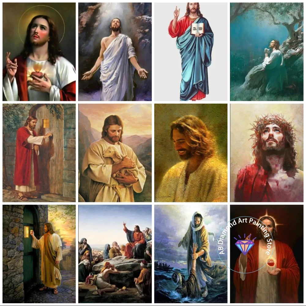 

God Jesus Classical Christian Serie AB Diamond Painting Kit Square Round Diamond 5D DIY Mosaic Handmade Art Gift Home Decoration
