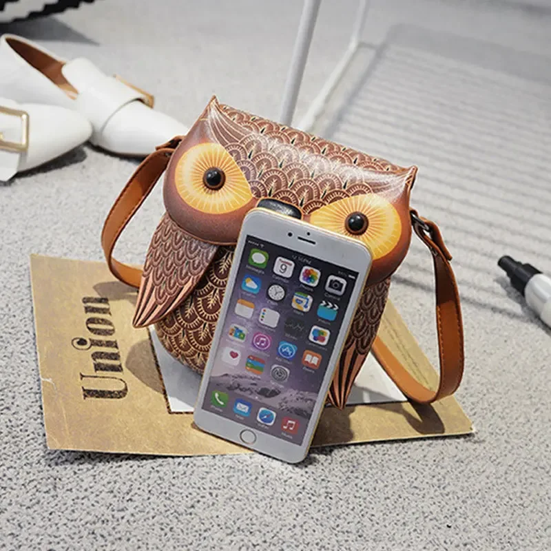 YoReAi Women Shoulder Bag Cute Owl PU Leather Small Crossbody Bag Casual Handbag Girls Messenger Pack Vintage Ladies Phone Purse