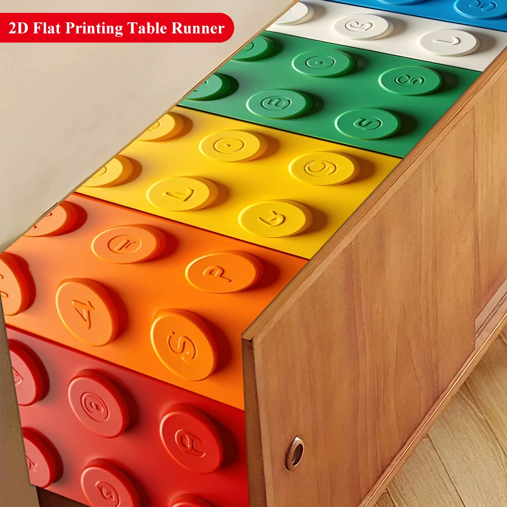 Colorful Building Blocks ABC 123 Table Runner - Rectangular Table Cover for Banquet, Party Gifts, Dining Room & Coffee Table