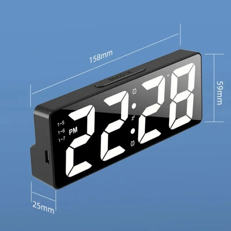 

Multi functional digital alarm clock, temperature date alarm clock, mute night mode, desktop clock, 12/24H LED clock
