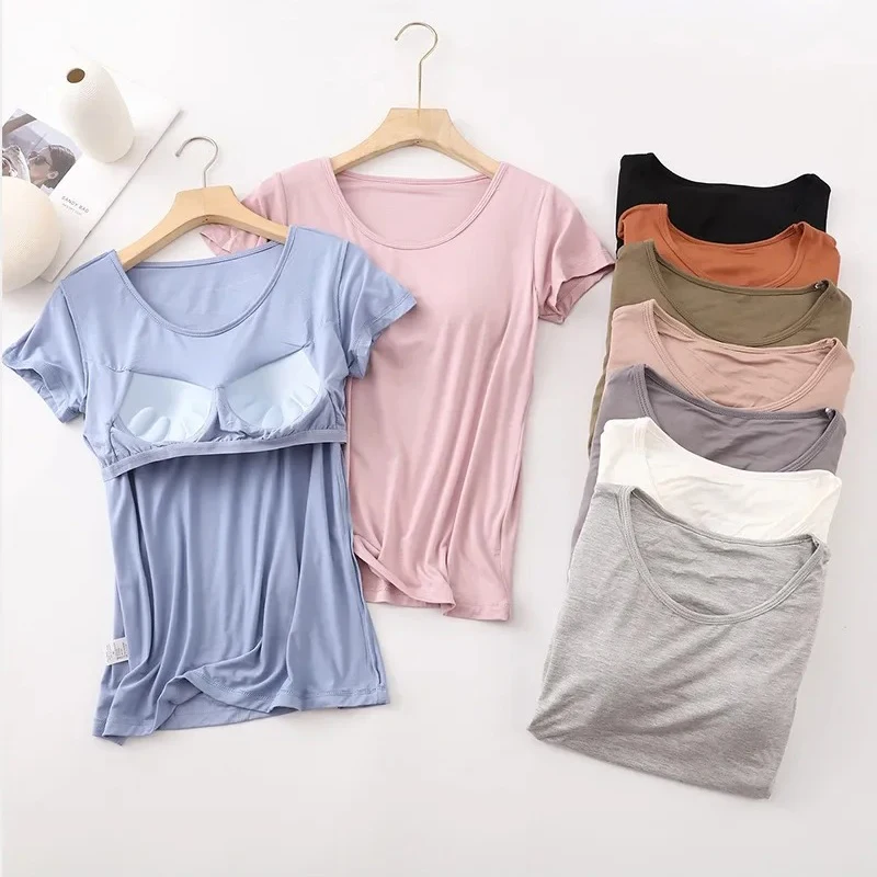 Tops de Color liso para mujer, almohadilla para el pecho, copa de sujetador de una pieza con sujetador, camiseta ajustada, camiseta informal de verano para mujer, camisas de fondo