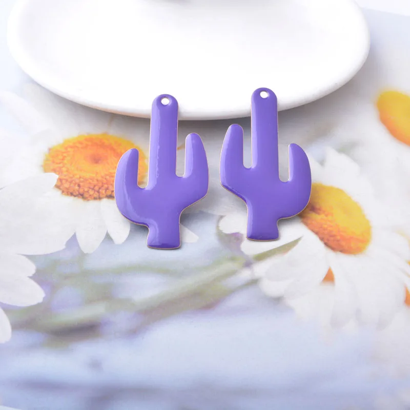 6 Stück Kupfer beidseitig emaillierte Kaktus-Anhänger, bunte Damen-Halsketten- und Ohrring-Accessoires, Öltropfen-Anhänger, DIY-Schmuckzubehör – Detail 11