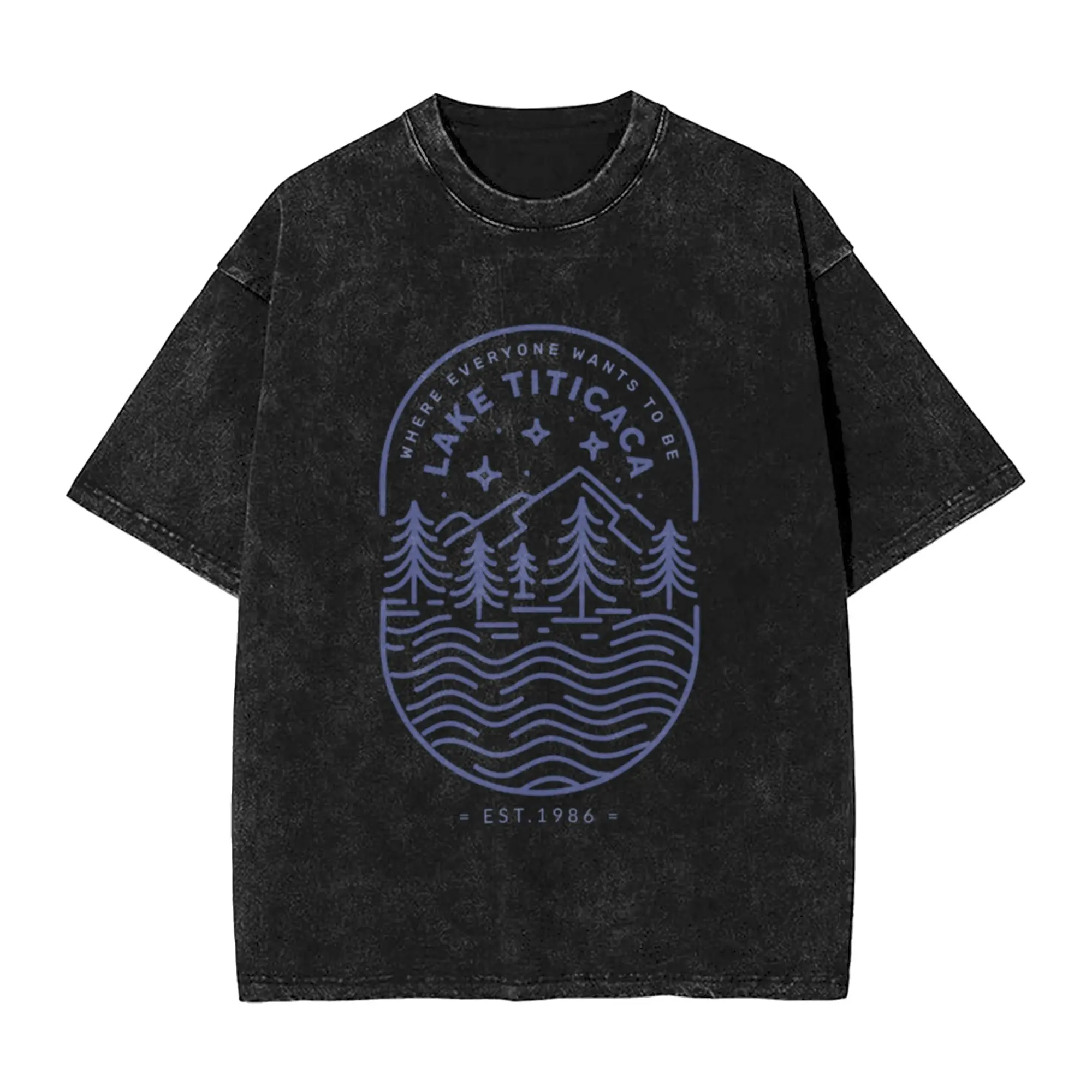 Lake Titicaca Where everyone wants to be  Classic Stylish A Vintage Oversized Cotton Unisex T-Shirts