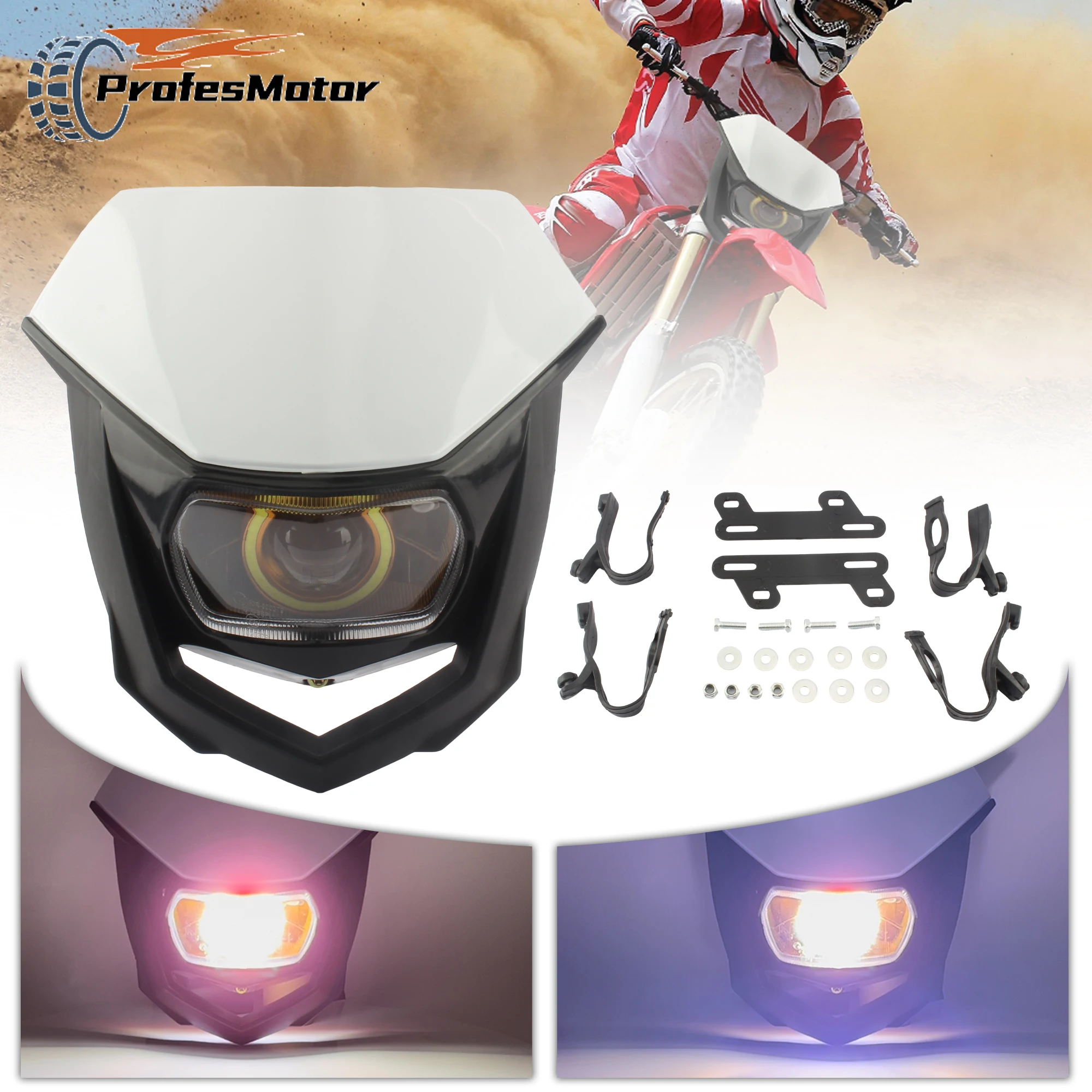

Motorcycle Headlight Fairing for Yamaha YZ Honda CRF Suzuki Honda LED DirtBike Enduro Motocross Supermoto Headlamp Plate Parts