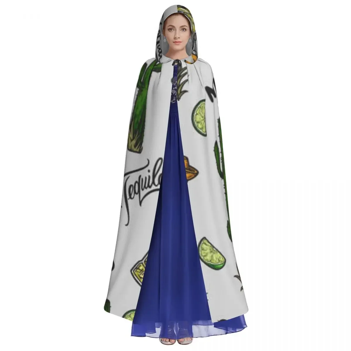 Long Cape  Tequila And Cactus Hooded  Coat Autumn Hoodies