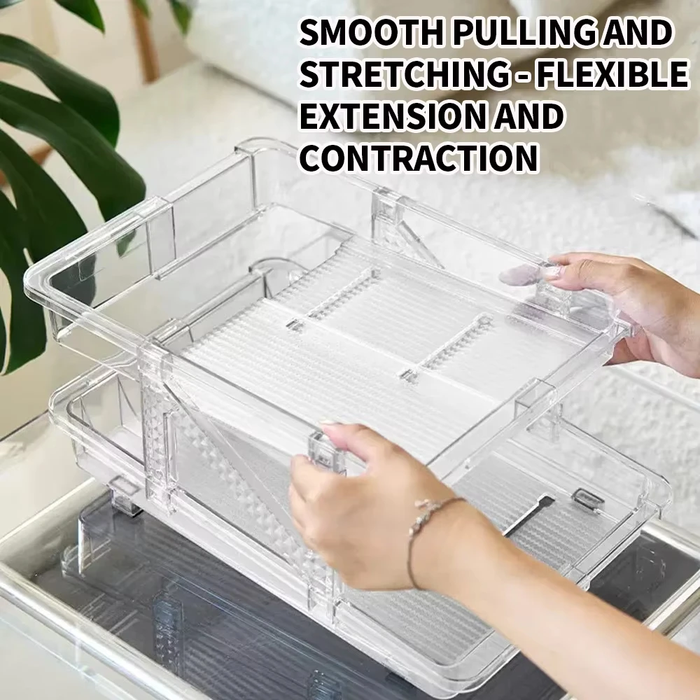 Retractable Beverage Storage Rack Automatic Filling Transparent Plastic Double-Layer Modern Simple Style Kitchen Storage Tool