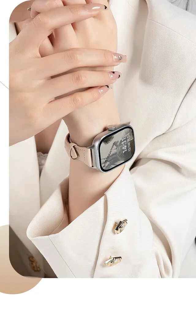 Apple Watch用スリムレザーストラップ,44mm, 40mm, 41mm, 42mm, 38mm, 49mm, 44mm, 8mm,45mm,ウルトラ9,7 se,3, 4, 6