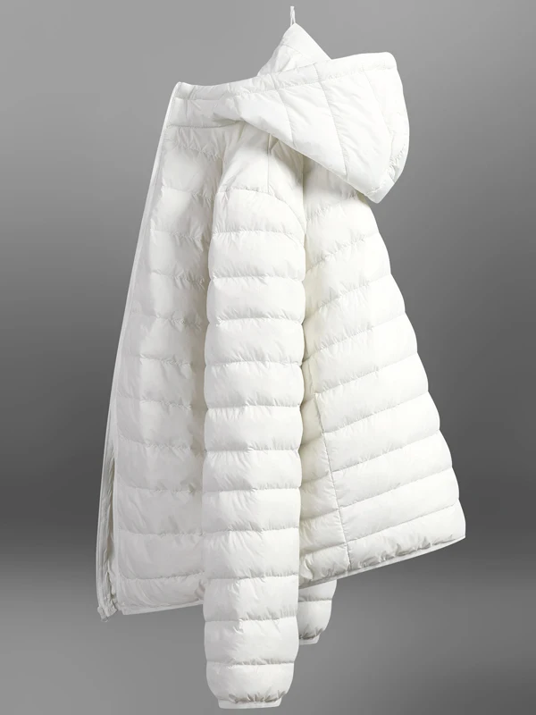 Off-Season Thin Hooded Du down Jaet ort Sle Men's Women's Autumn Winter Outerwear Faion Urban Casual Nylon Fabric