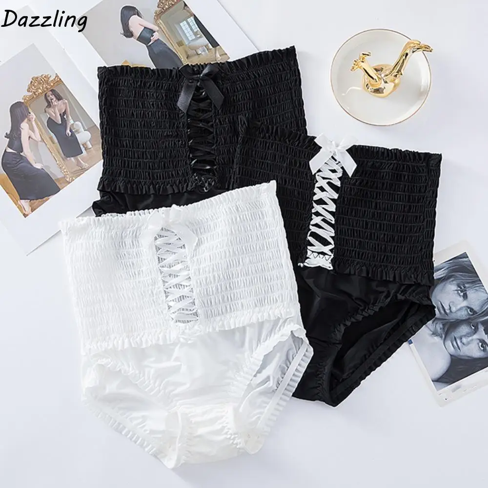 

Breathable Bow High Waist Panties Ruffle Belly Contracting Lace-up Briefs Shapewear Waist Trainer Slimming Underpants Girls