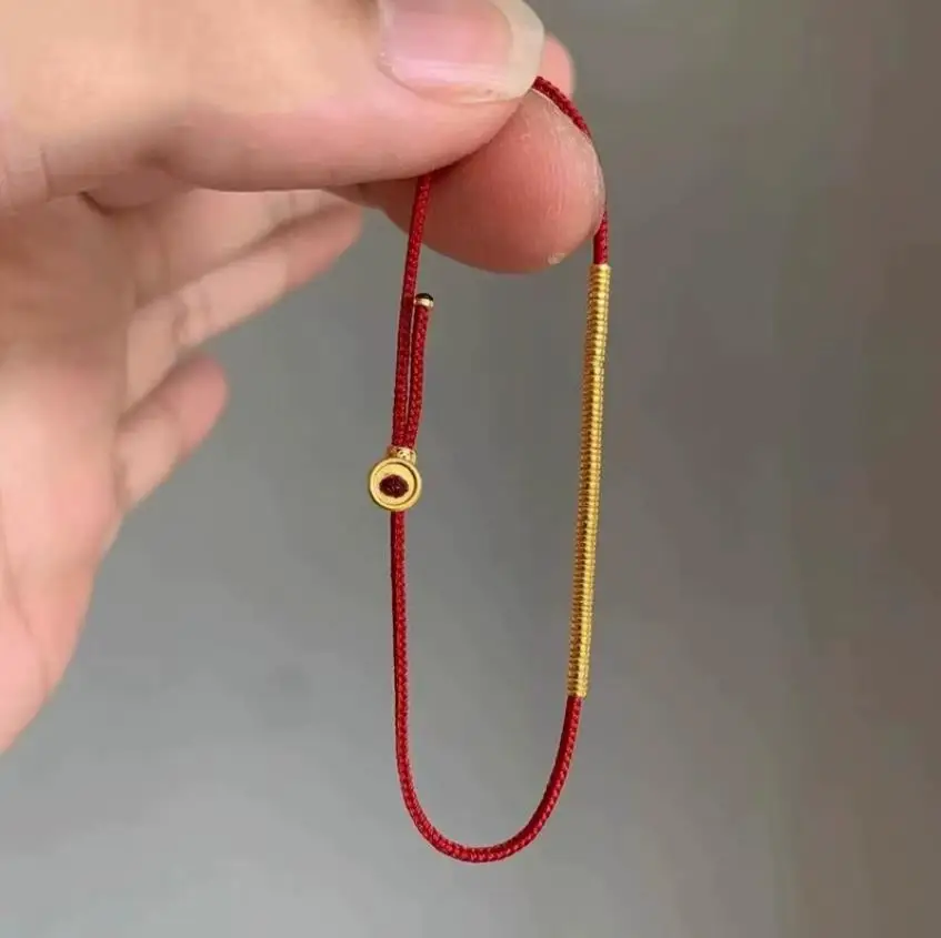 Tibetan Coiled Red Rope Bracelet with Artistic style Simple and Exquisite Na Fu Hand Jewelry Adjustable Gold Color Bracelets