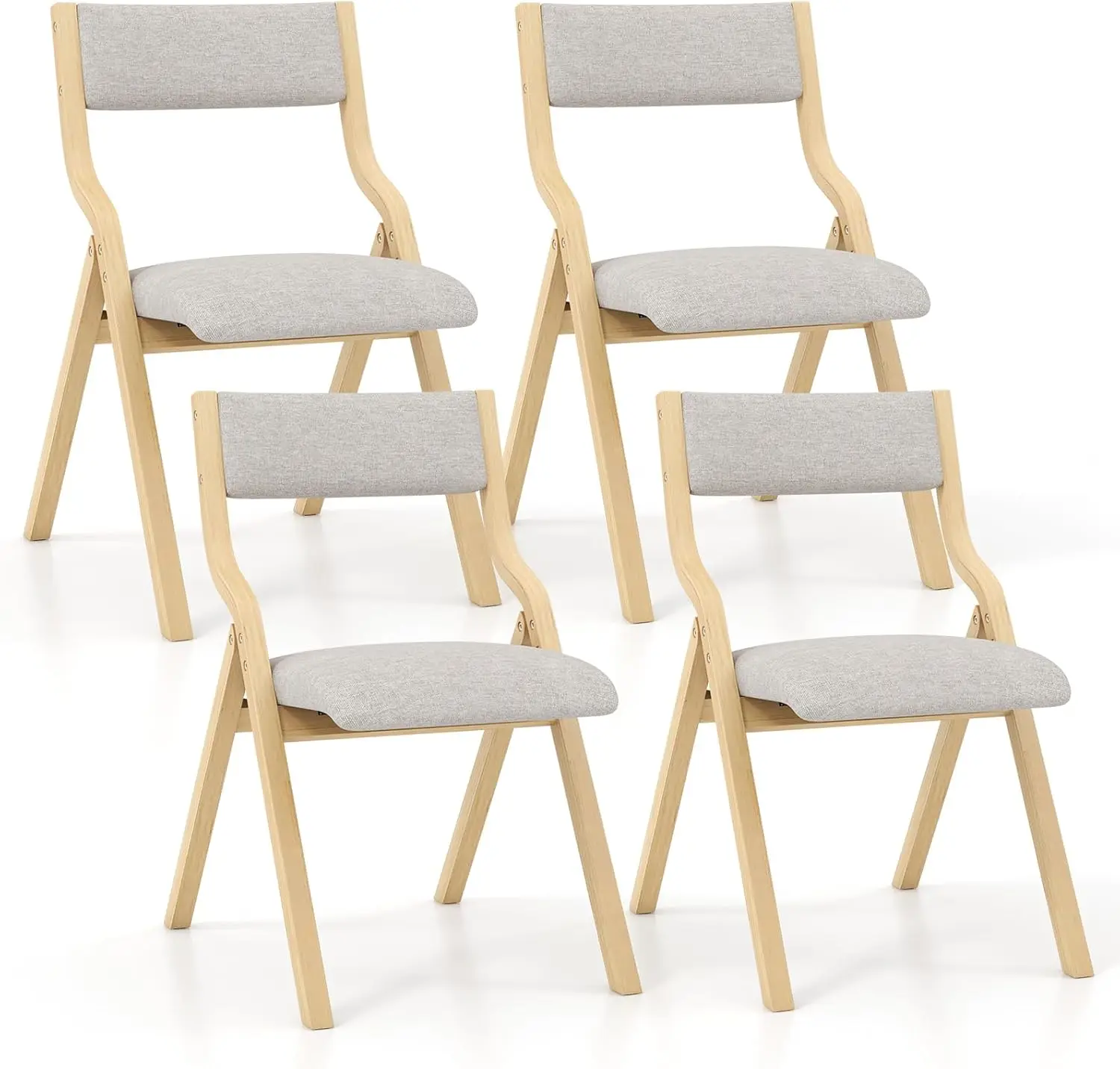 GOFLAcloser-Ensemble de 4 chaises de salle à manger pliantes, avec siège rembourré et cadre en bois massif, modernes et supplémentaires