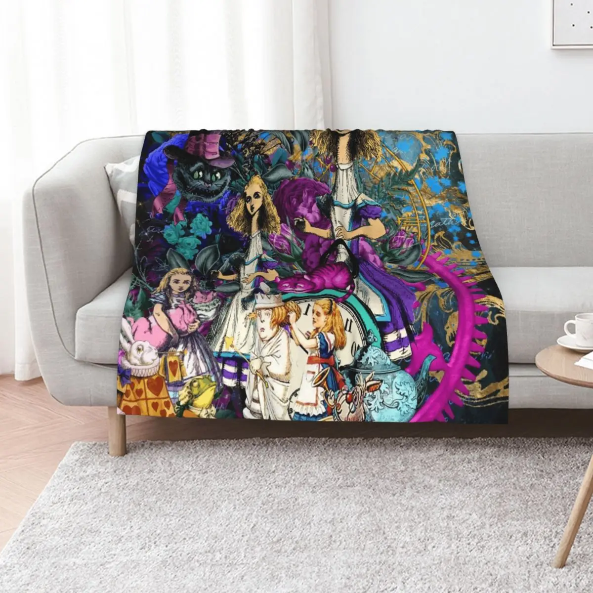 

alice wonderland, alice in vintage wonderland Throw Blanket for winter Plaid on the sofa Flannel Kid'S Blankets